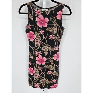 Janana's Women's Sleeveless Round Neck Floral Print Hawaiian Dress Size S